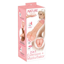 2in1 Masturbator, nakładka przedłużająca penis